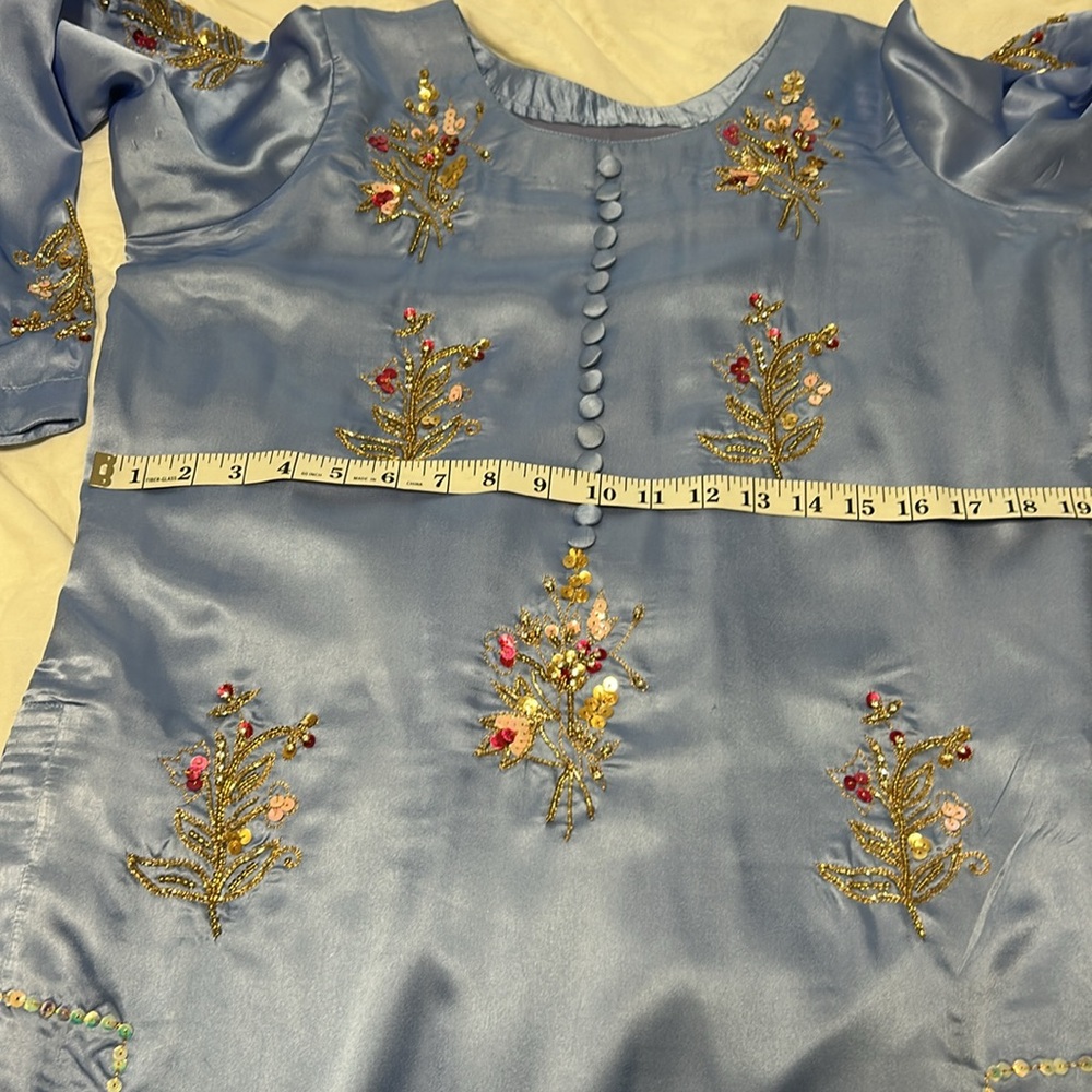Shalwar kameez organza Duppatta blue size small. Indian Pakistani wear. - Picture 11 of 17